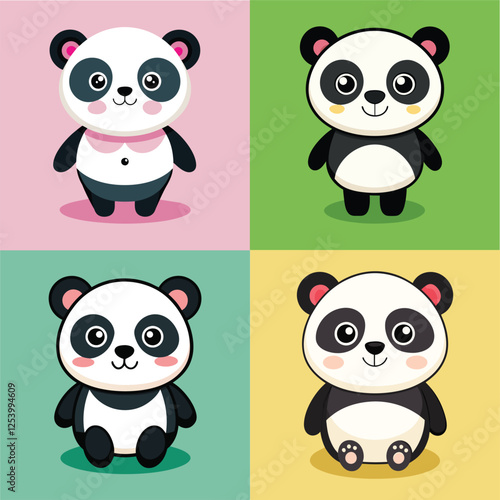 Teddy Bear Cartoon Set vector illustration