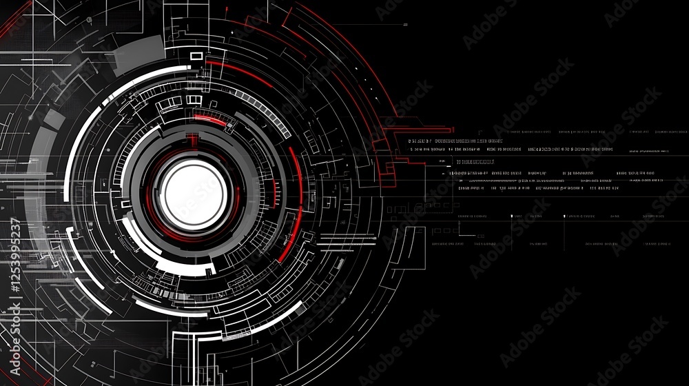 Abstract tech circles, data stream Abstract tech circles, data stream