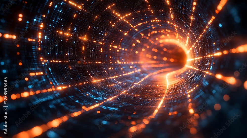 A luminous digital world wrapped in bright cyber light waves showing rapid data movement A luminous digital world wrapped in bright cyber light waves showing rapid data movement