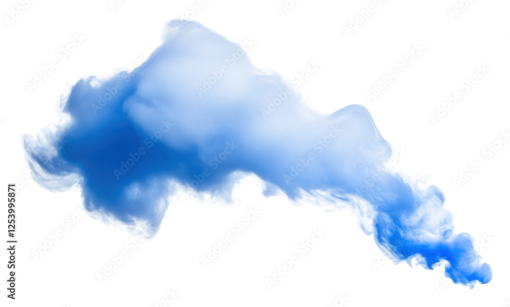 Obraz premium Blue smoke cloud on transparent background