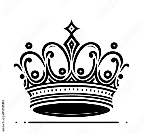 royal crown black and white vector illustration