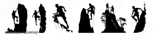 climbing silhouette vector set