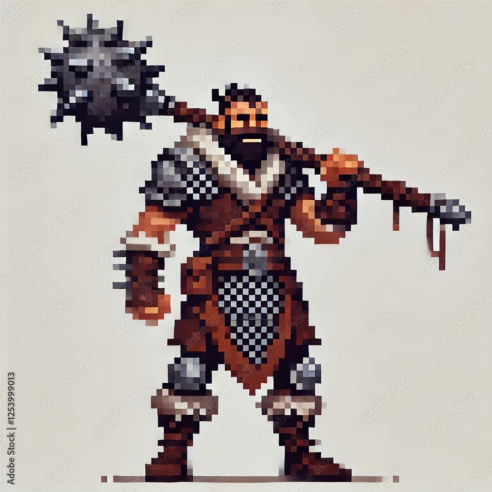 Obraz premium Medieval Pixel Berserker
