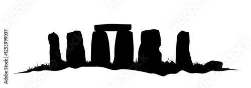 Vector silhouette of Stonehenge prehistoric monument in England