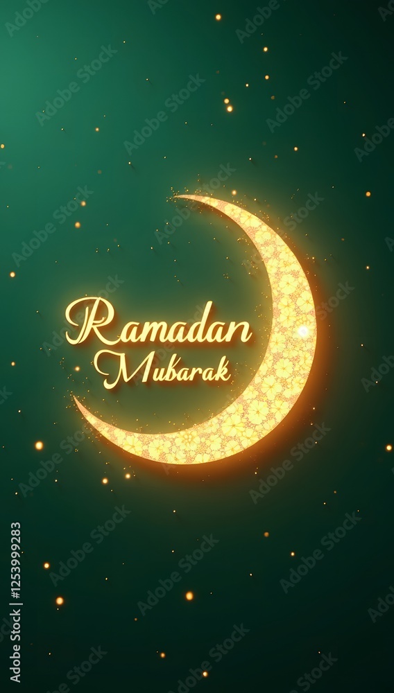 Naklejka premium Radiant Ramadan Mubarak Text Effect on Smooth Gradient Background for Islamic Holy Month Celebration Poster, Banner and Template