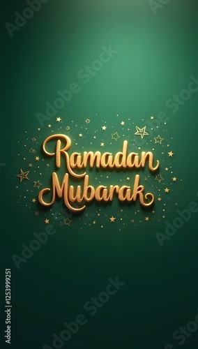 Ramadan Mubarak with Beautiful Text Effect on Gradient Background for Festive Glow Ramadan Concept Poster, Banner and Template