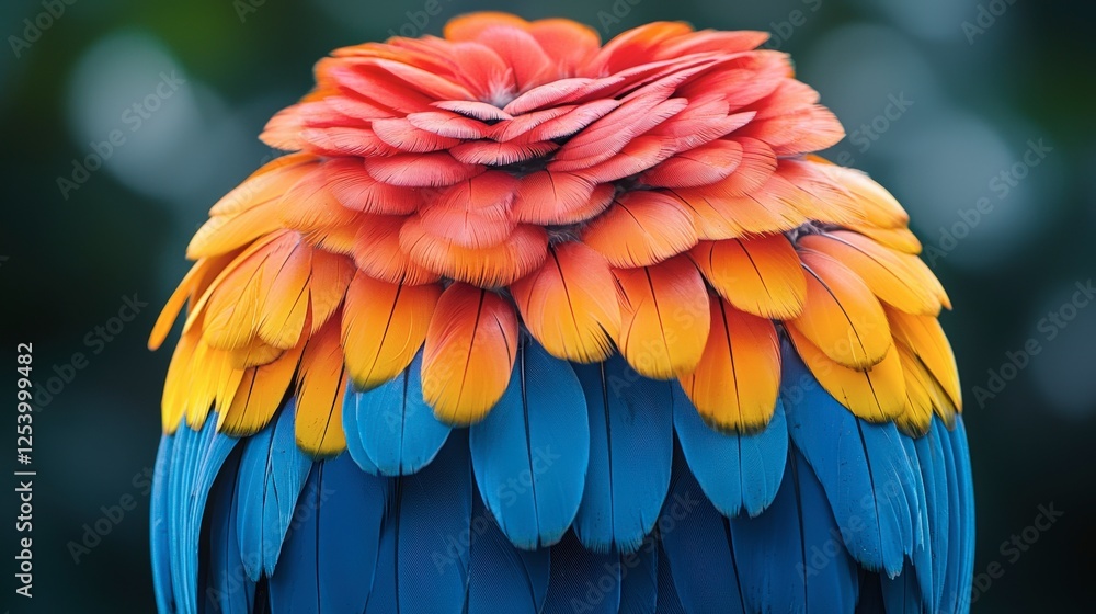 Obraz premium Vibrant Parrot Feathers: A Close-up Study of Texture and Color in Nature