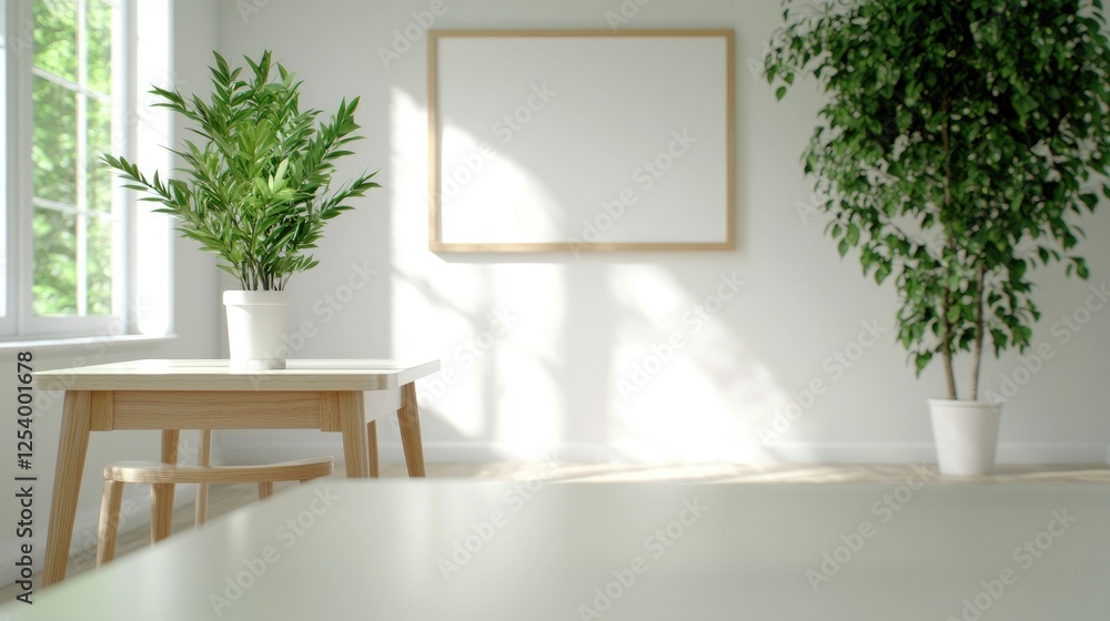 Bright Room with Plants and Blank Canvas Bright Room with Plants and Blank Canvas