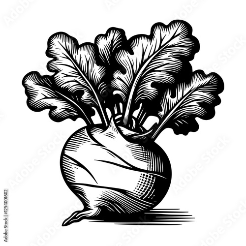 vector beetroot with leaves black and white engraving