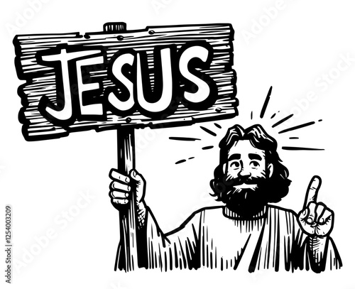 humorous religious art black and white