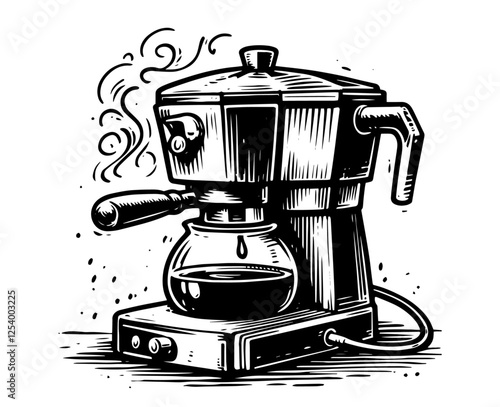 vintage coffee maker vector illustration