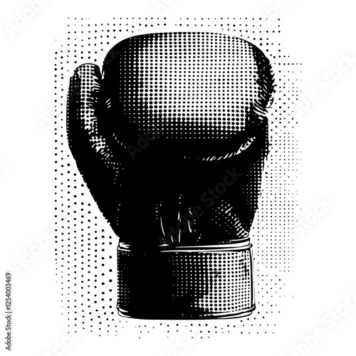 retro hand-drawn boxing equipment in monochrome