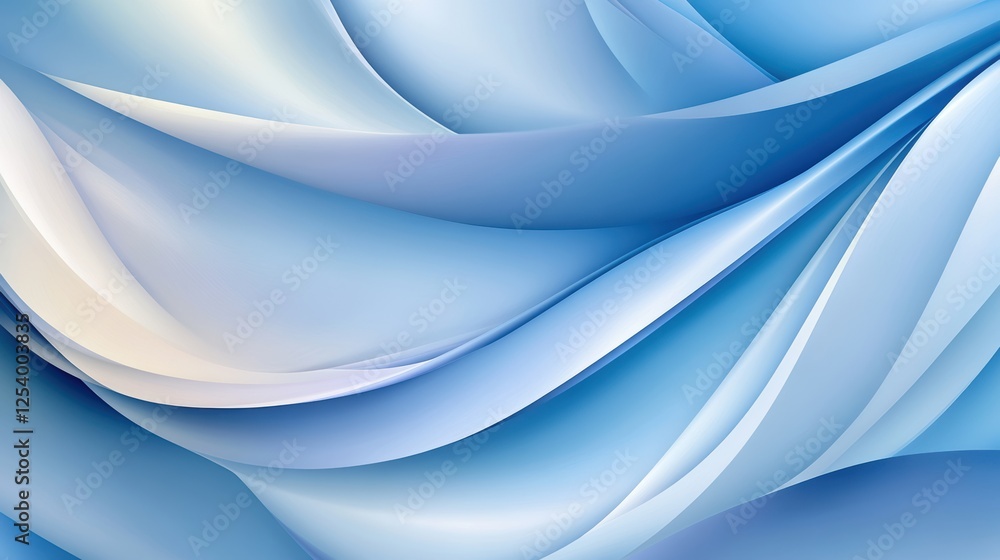 Fototapeta premium Soft blue waves create a soothing abstract design, ideal for backgrounds in websites, presentations, or promotional materials, The gradients add depth and elegance to any project,