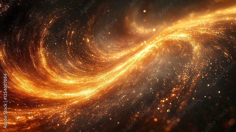 Obraz premium An abstract depiction of golden light swirling against dark space