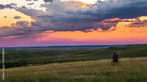 Wallpaper Mural Landscape photographer capturing a vibrant sunset over rolling hills in a quiet natural setting Torontodigital.ca