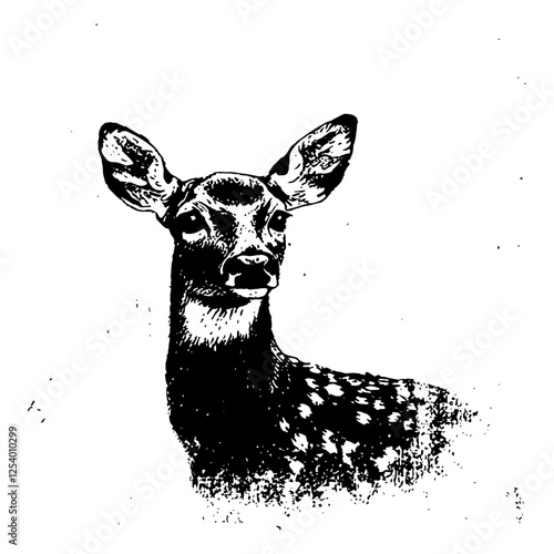 delicate deer vector illustration with bold contrast