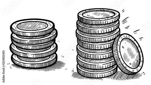 financial concept vector of stable and unstable coin stacks