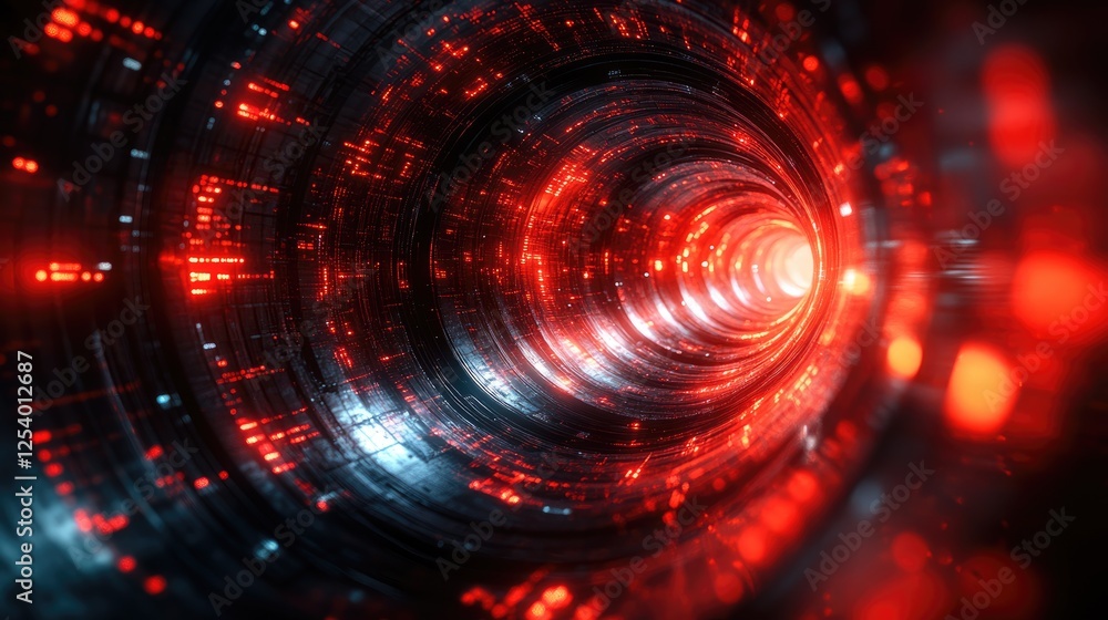 Obraz premium A futuristic tunnel of light and energy, suggesting advanced technology or virtual reality.