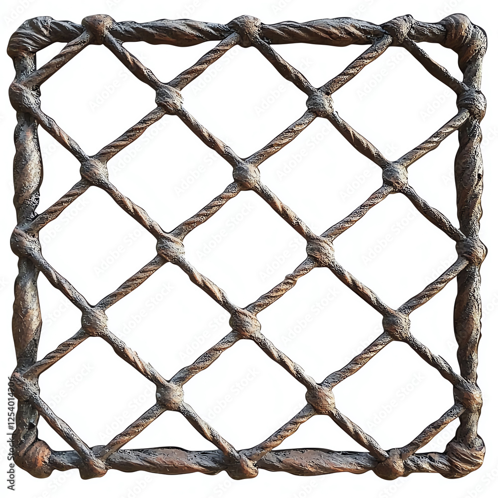 Fototapeta premium A detailed image of a textured metal grate featuring intricate woven patterns