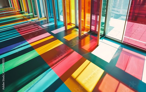 Vibrant geometric bars illustrating interconnected innovation pathways