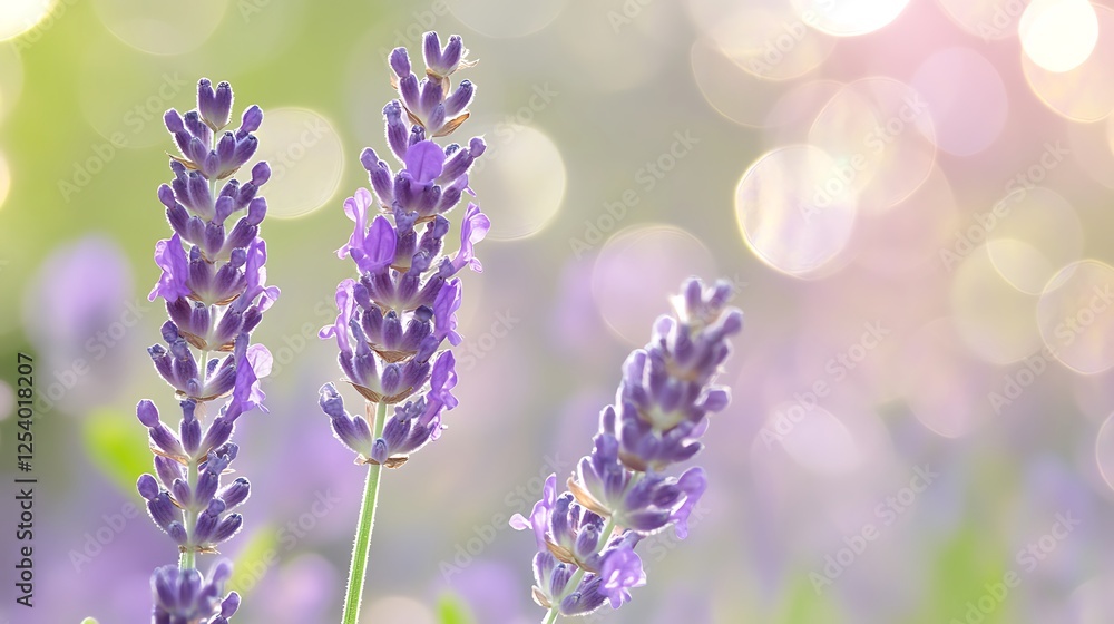 Naklejka premium Lavender blossoms, garden, sunlight, bokeh, nature