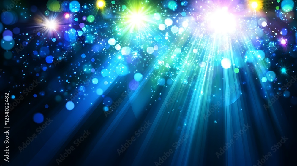 Fototapeta premium Sparkling stage lights, celebratory background