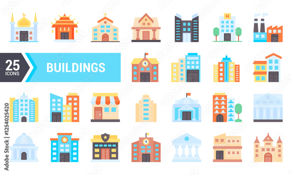 25 Flat Building Icons for Web Design and App Development. 25 Flat Building Icons for Web Design and App Development.
