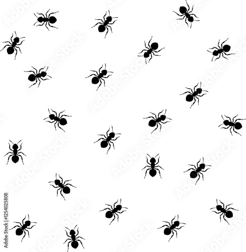 Illustration of ants crawling colony.