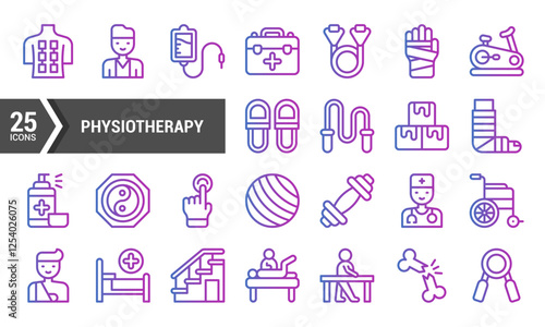 25 Gradient Icons for Physical Therapy and Rehabilitation.