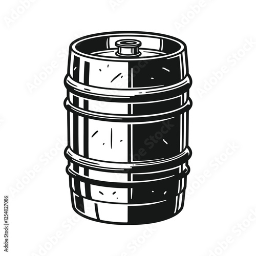 Beer keg  illustration vector black and white vector art style isolated on a white background