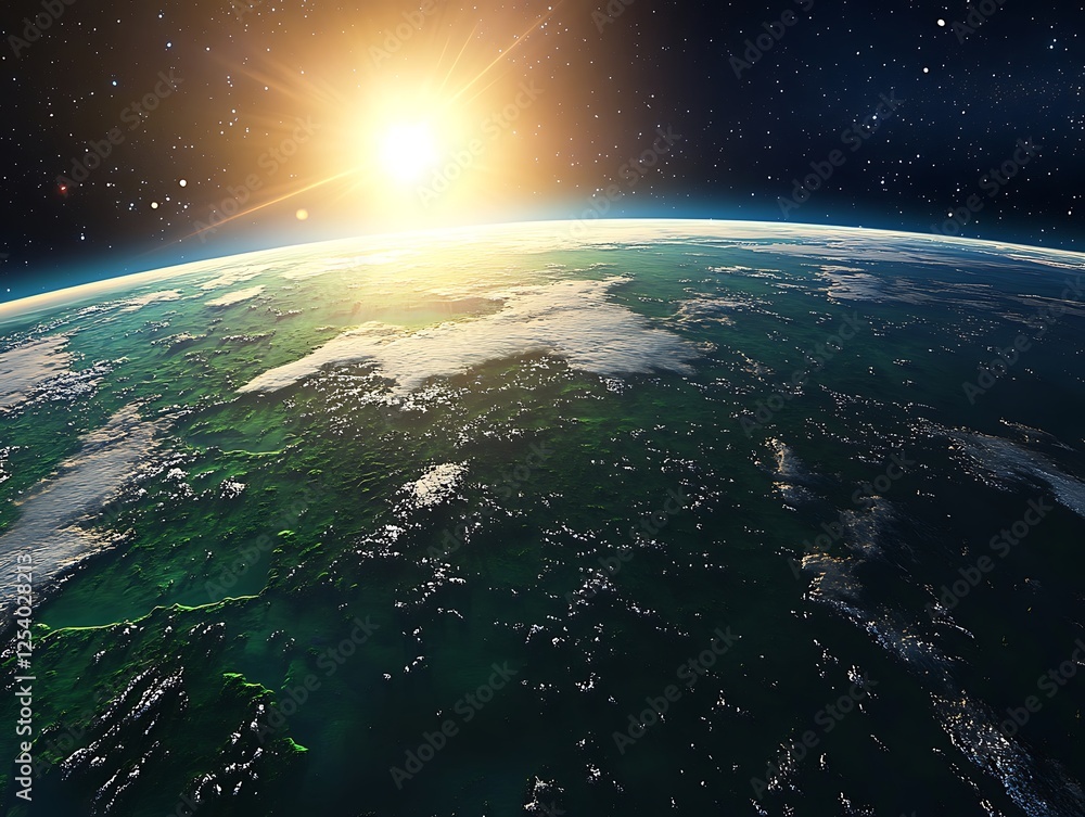 Fototapeta premium Bright sun, green fields, and clear skies for Earth Day