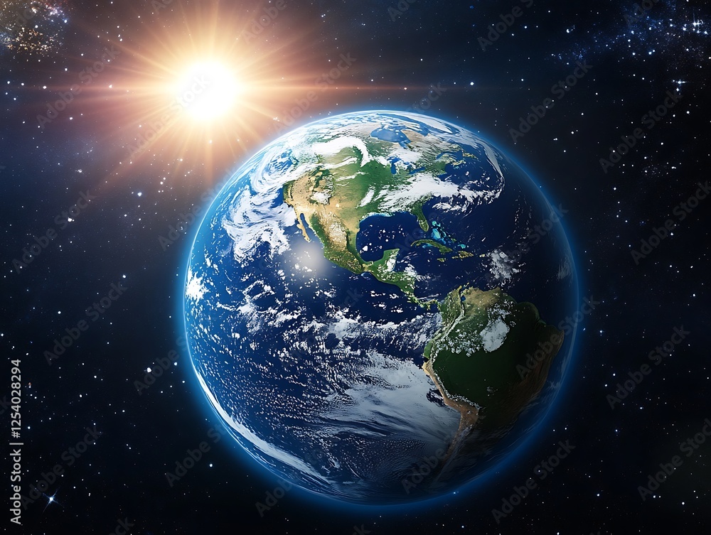 Fototapeta premium Bright sun, green fields, and clear skies for Earth Day