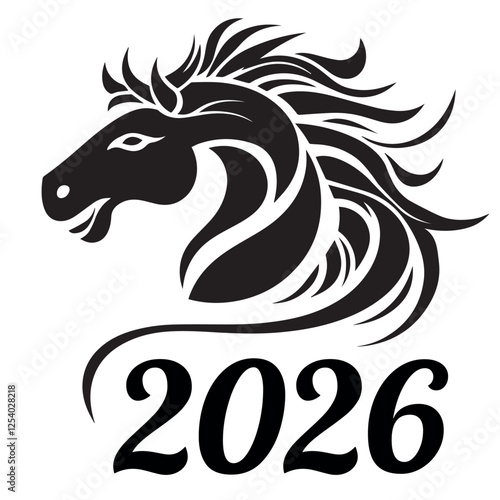 simple black horse vector logo on white background for new chinese year symbol 2026