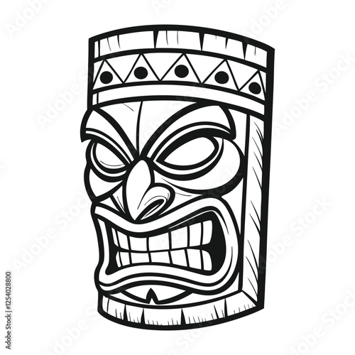 Tribal mask vector cartoon african face masque illustration design for t-shirt isolated on a white background