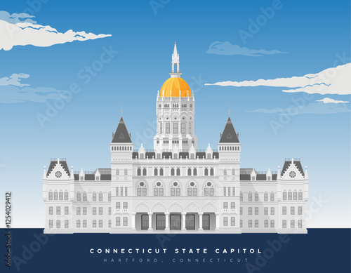 Connecticut State Capitol - Hartford - Stock Illustration