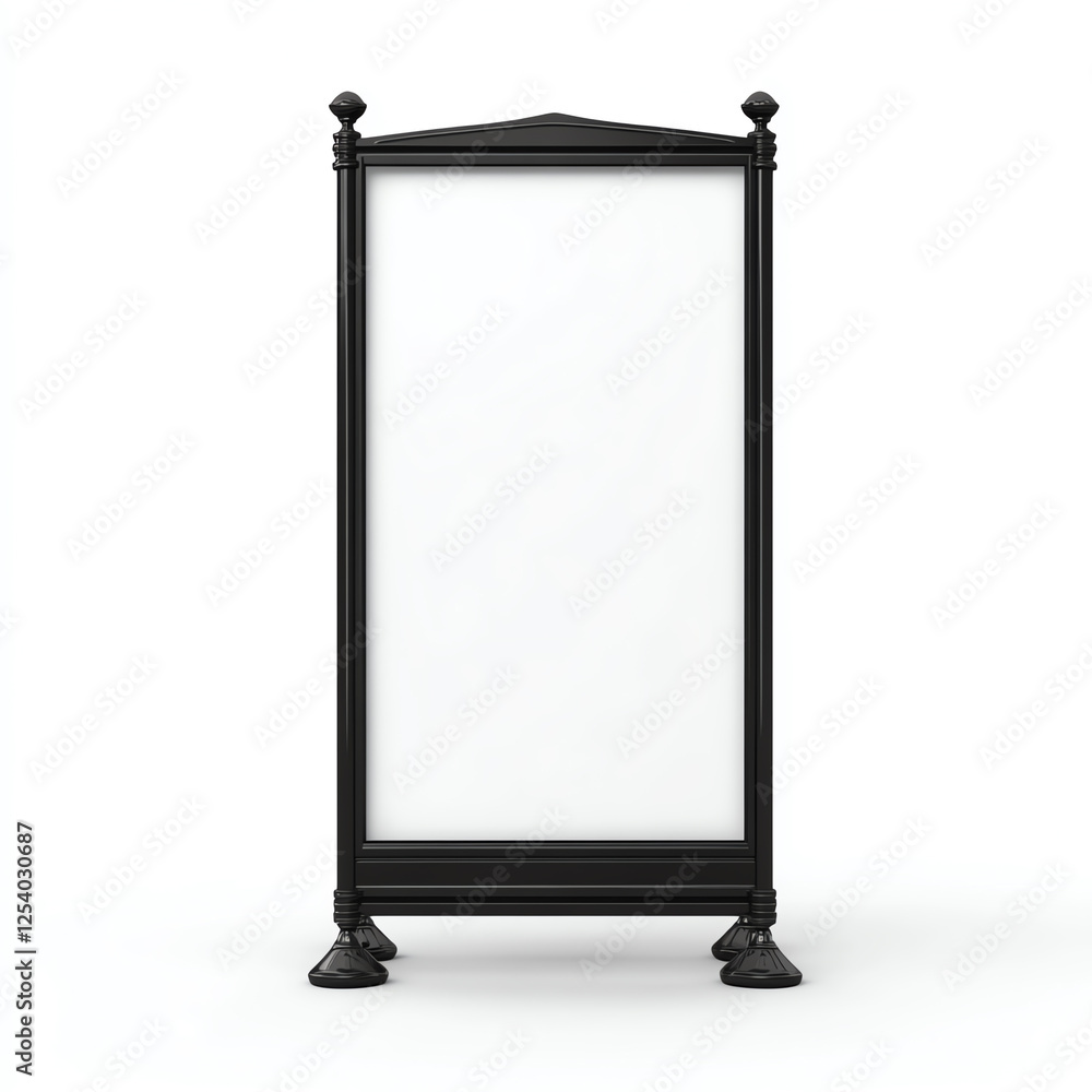 A blank black freestanding signage board is displayed, ideally suited for various advertising or informational purposes in indoor or outdoor settings. A blank black freestanding signage board is displayed, ideally suited for various advertising or informational purposes in indoor or outdoor settings.