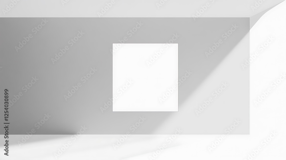 Blank canvas on a gray wall in a minimalist room Blank canvas on a gray wall in a minimalist room