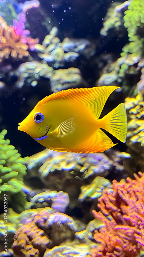 Fototapeta premium Colorful Exotic Fish in Vibrant Coral Reef Underwater Photography - Dive into the Tropical World of Marine Life and Aquatic Ecosystems