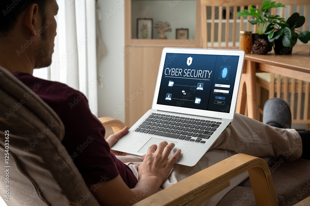 Cyber security system on computer screen protect private information snugly from hacker and cyber attack Cyber security system on computer screen protect private information snugly from hacker and cyber attack