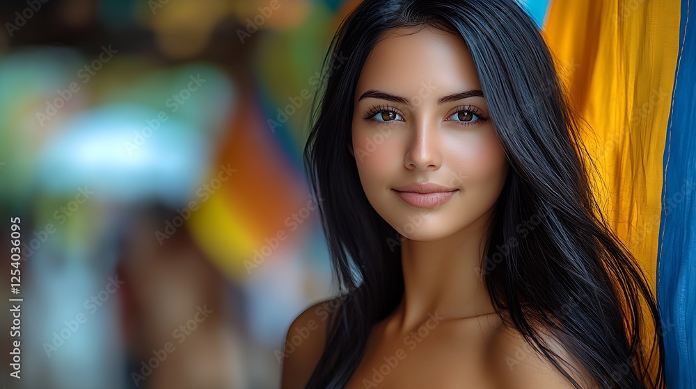 Charming close-up of a lovely girl with luminous eyes and flowing hair in a vibrant setting : Generative AI Charming close-up of a lovely girl with luminous eyes and flowing hair in a vibrant setting : Generative AI