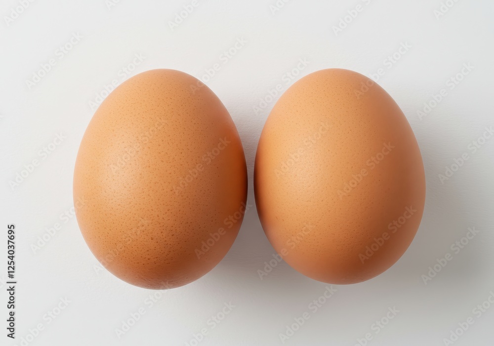 Fresh brown eggs smooth and uncracked isolated on white background, top view Fresh brown eggs smooth and uncracked isolated on white background, top view
