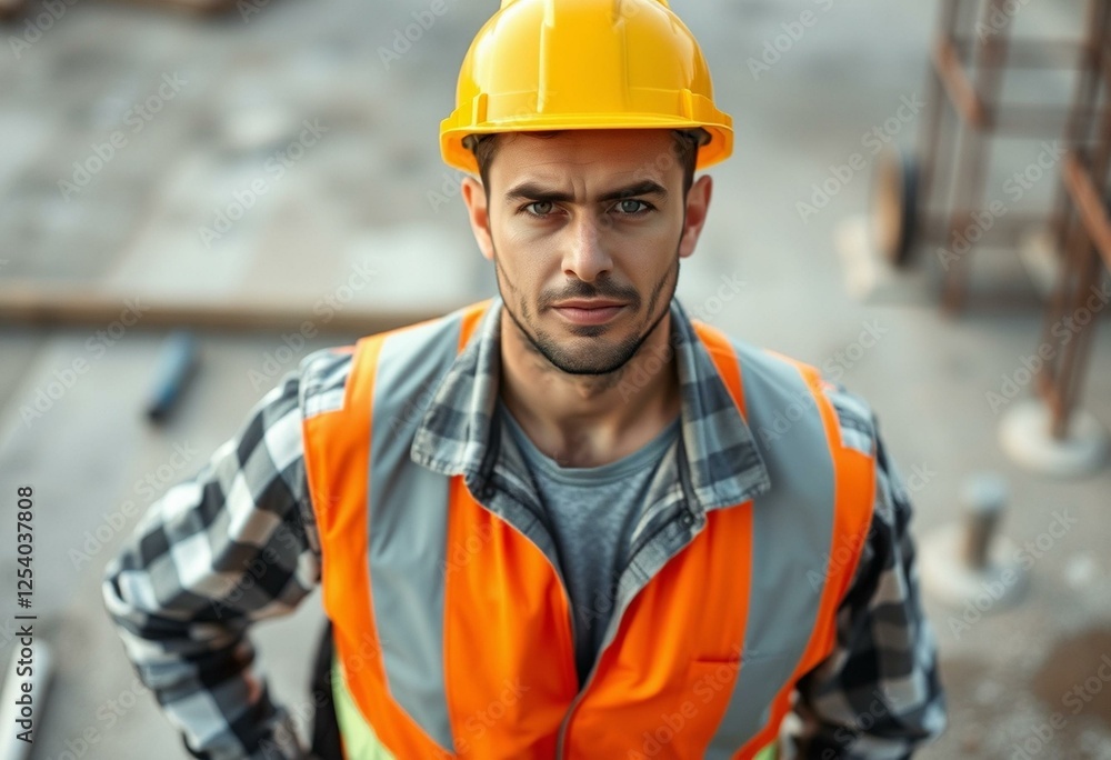 Portrait of a male constructor worker on a construction site Portrait of a male constructor worker on a construction site