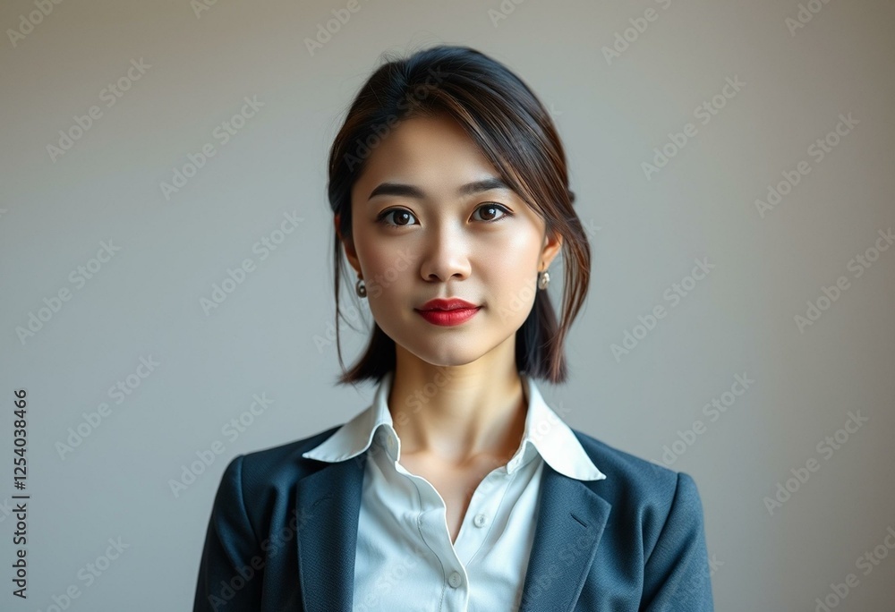 Photorealistic portrait of a female teacher with a calm and focused expression Photorealistic portrait of a female teacher with a calm and focused expression