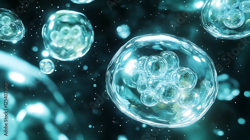 Wallpaper Mural Microscopic cell clusters, dark background, science Torontodigital.ca