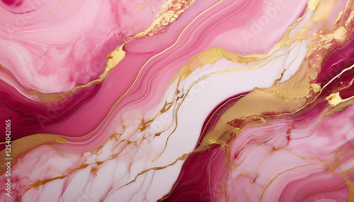 a pricey pink and gold marble background with swirling styles and veins of gold
