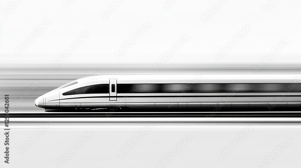 Elegant and futuristic high-speed train in motion captured in black and white artistry : Generative AI Elegant and futuristic high-speed train in motion captured in black and white artistry : Generative AI
