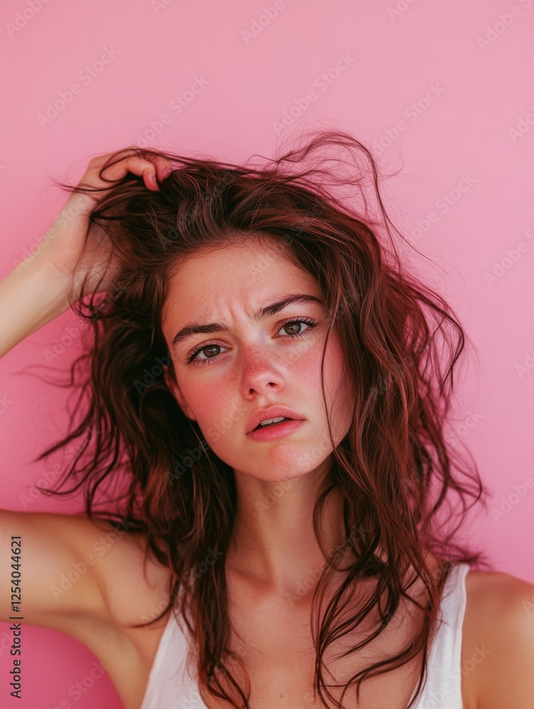 Fototapeta premium Woman with long brown hair