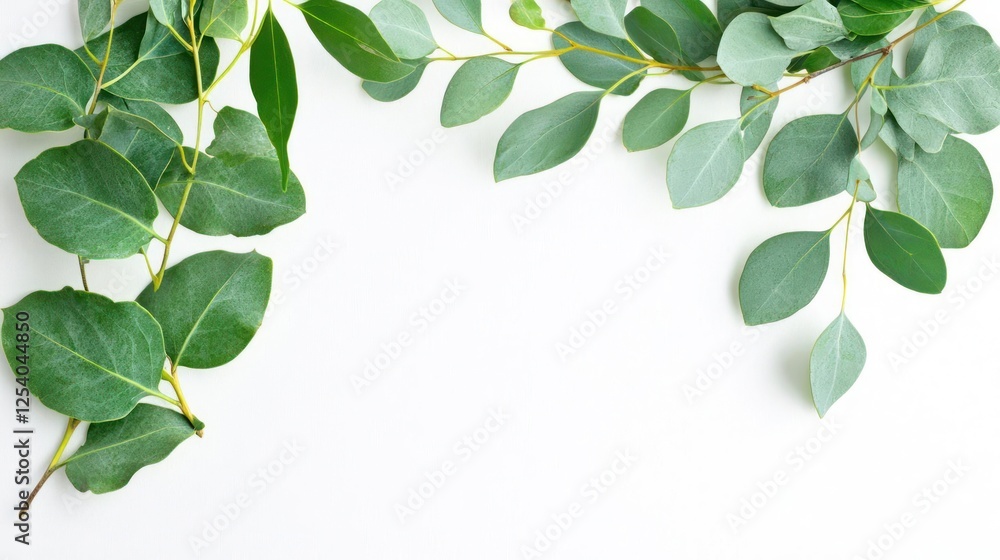 Naklejka premium Fresh Eucalyptus Branches On White Background