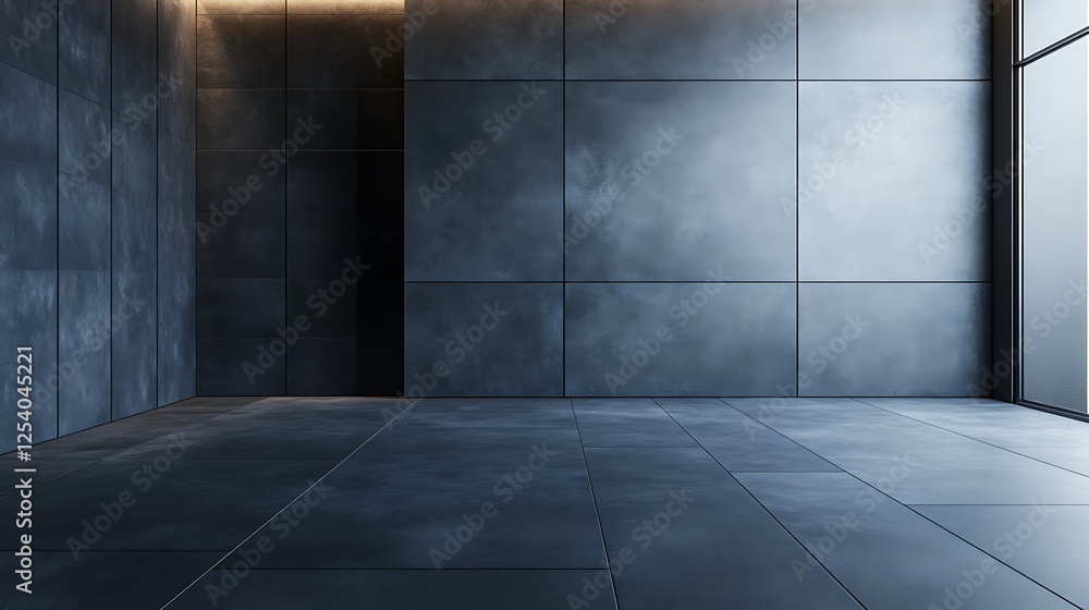 Modern empty room, concrete walls, sunlight Modern empty room, concrete walls, sunlight