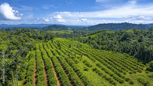 Wallpaper Mural lush landscape featuring vibrant green fields and rolling hills under bright blue sky Torontodigital.ca